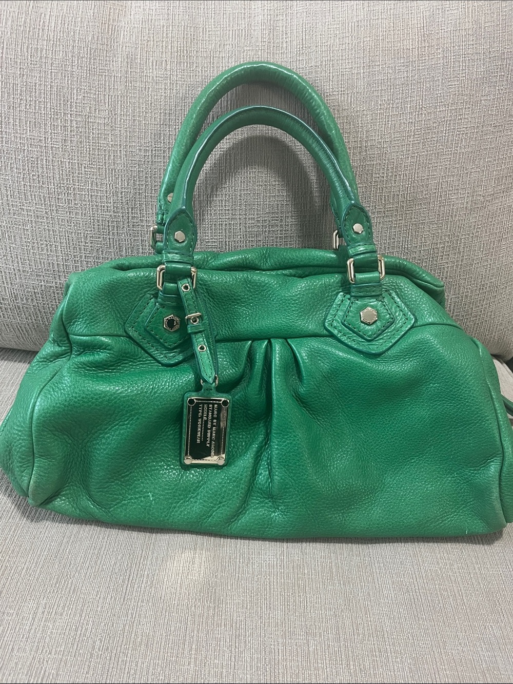 Marc Jacobs Green Pebbled Leather Satchel